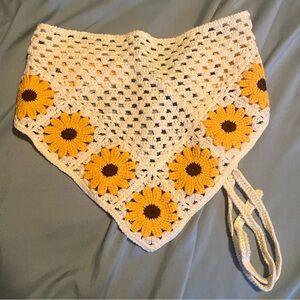 American Eagle Crochet Sunflower Hair Scarf/Bandana